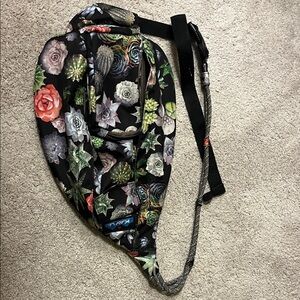 Kavu Succulent Print Sling Bag - Black and Multicolor